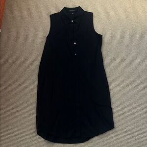 Theory Black Sleeveless Shirt Dress Tunic Mini Size 4 Pockets